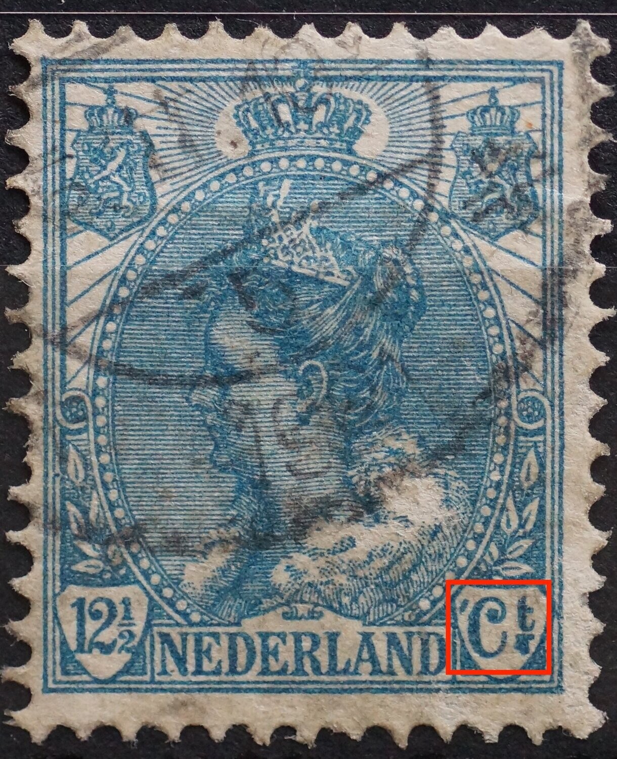 NVPH 63 - blauwe vlekken rondom Ct.