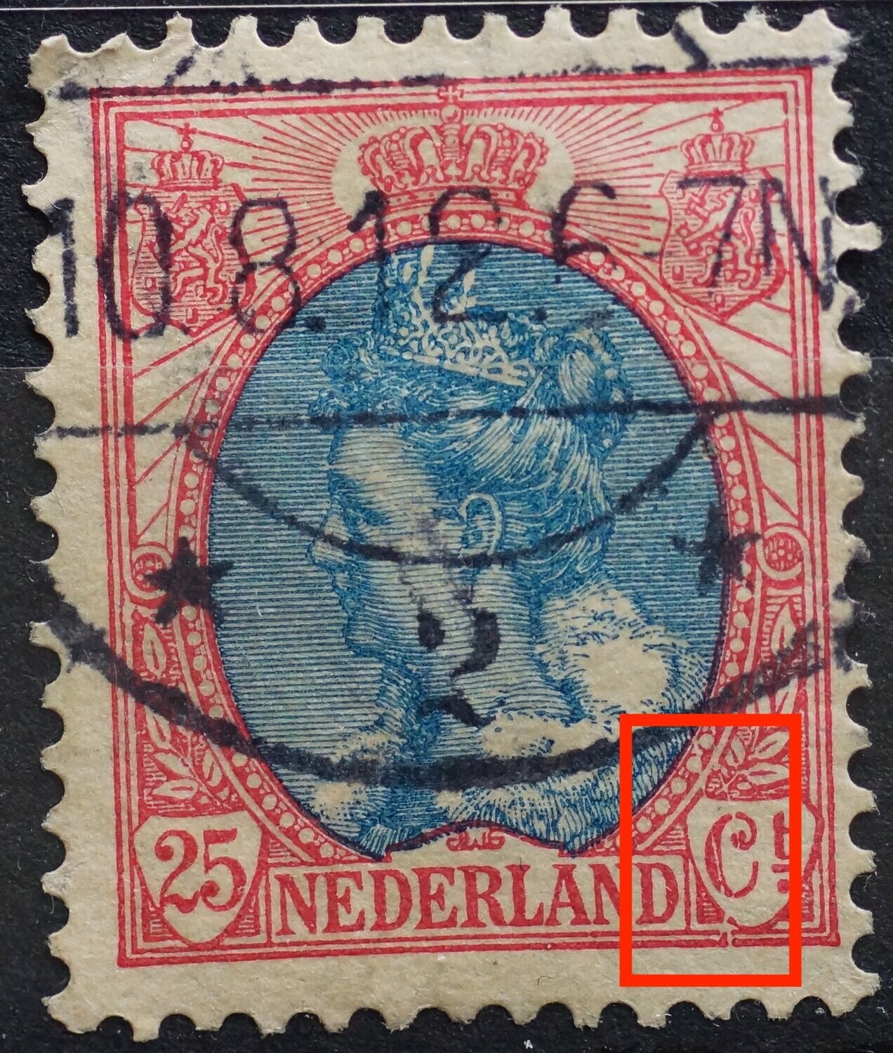 NVPH 71 - verticale witte (graveer)krassen bij Ct.