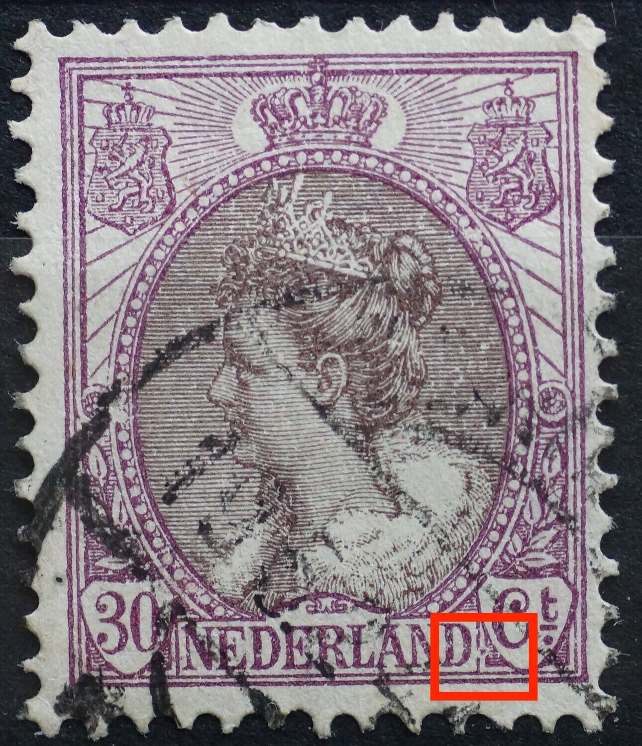 NVPH 72 - violette punt voor Ct.