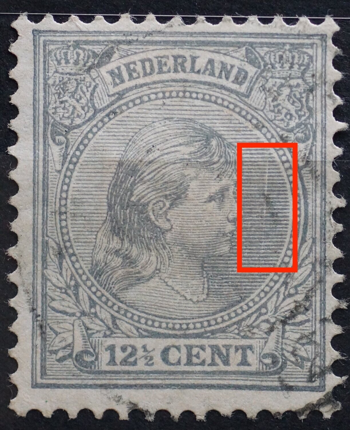 NVPH 38 - verticale (graveer)kras voor het gezicht