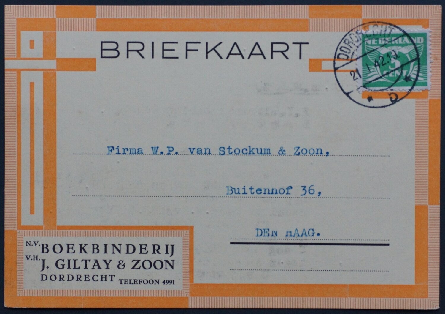 Dordrecht 5 op NVPH 380 op mooie briefkaart