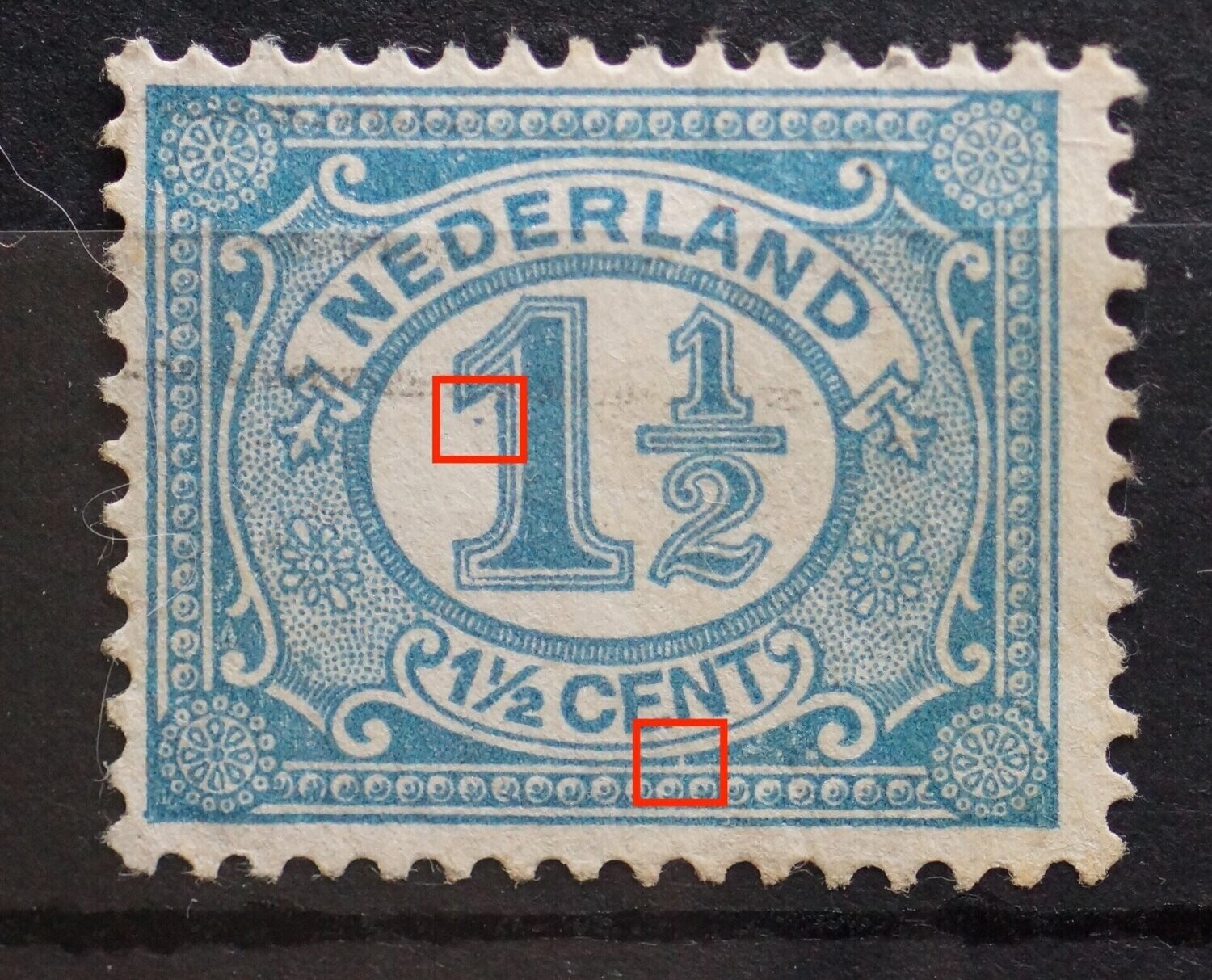 NVPH 53 - blaue stip voor de 1, breukje onder de N van CENT