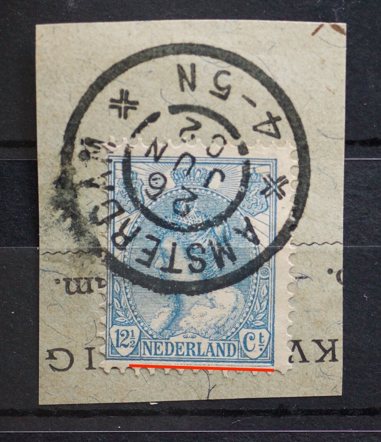 NVPH 63 - blauwe streep onder zegelbeeld