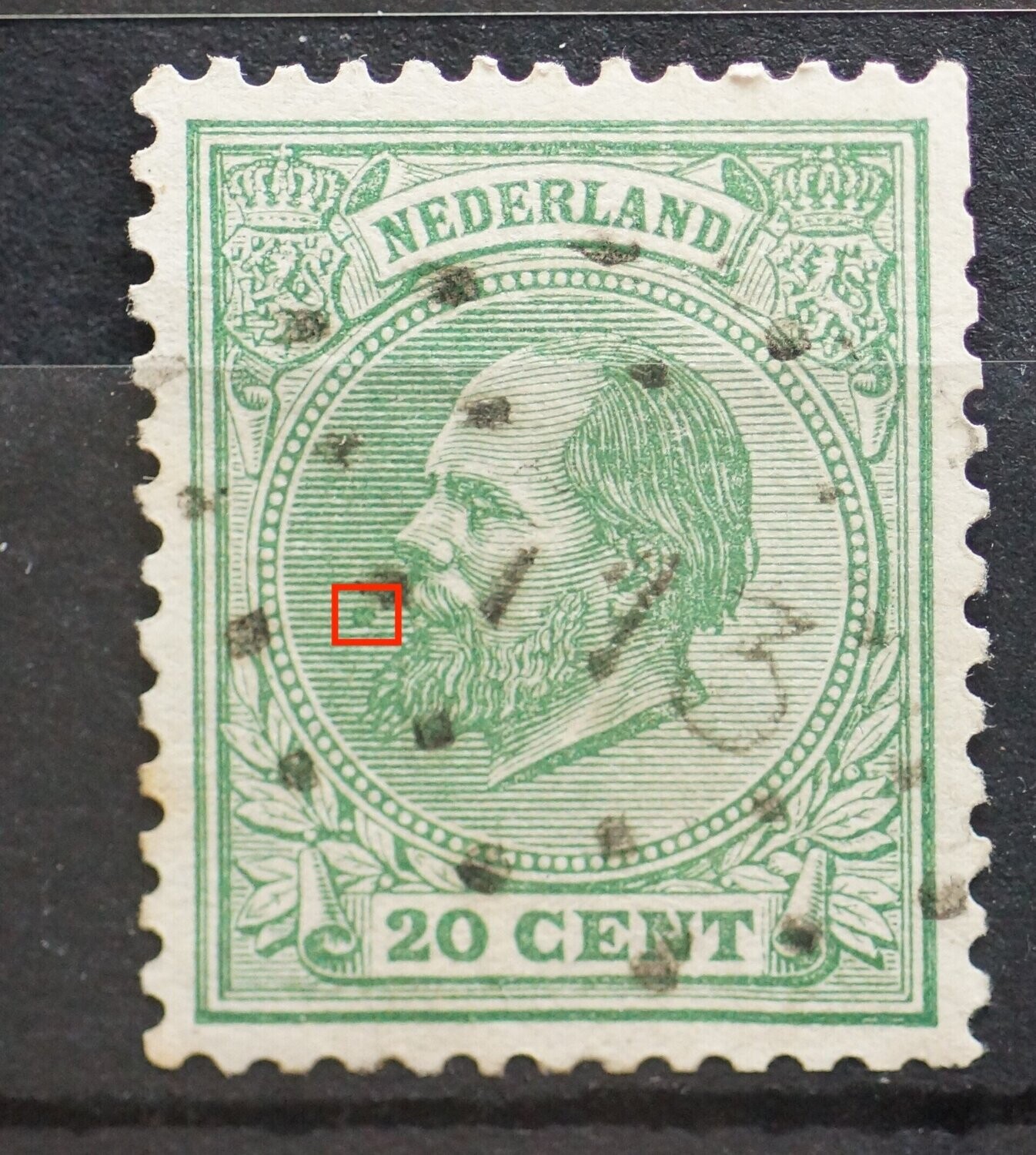 NVPH 24 - groene vlek voor gezicht