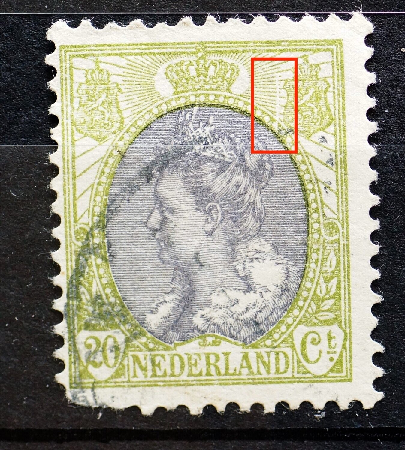 NVPH 69 (redelijk) - witte verticale streep rechts boven
