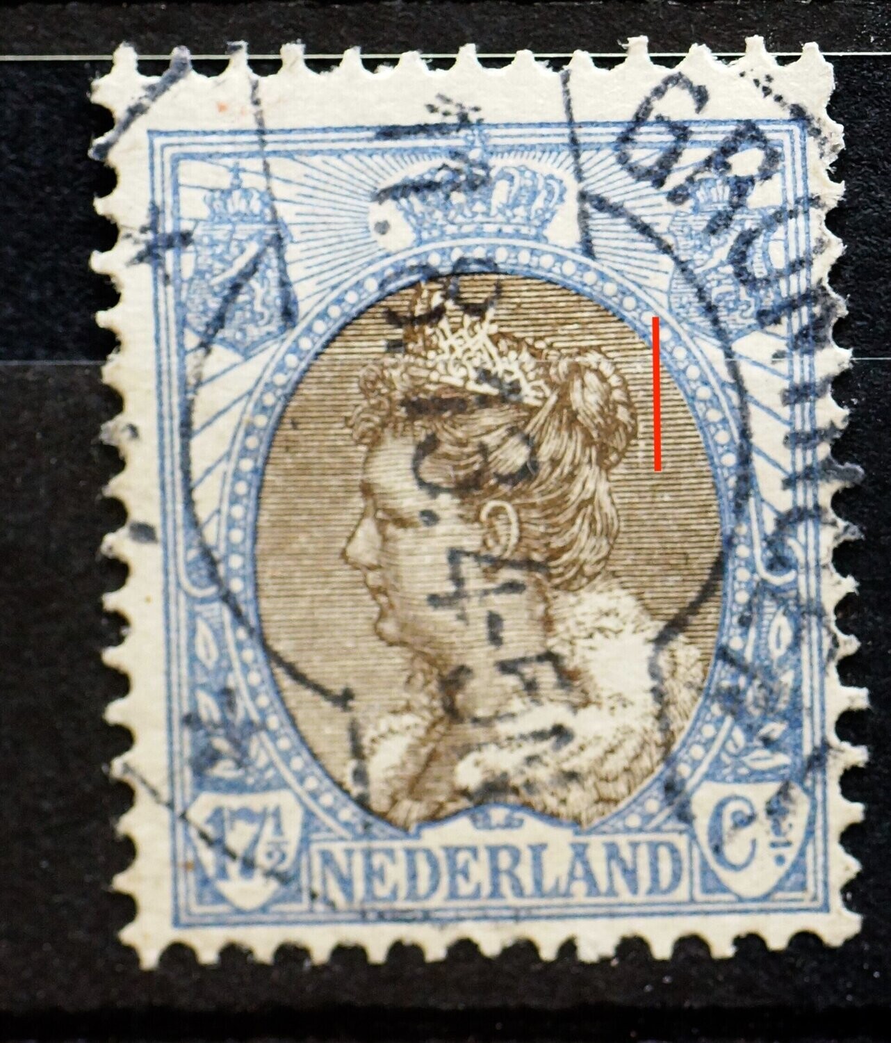 NVPH 67 - breukjes in arcering achter het hoofd