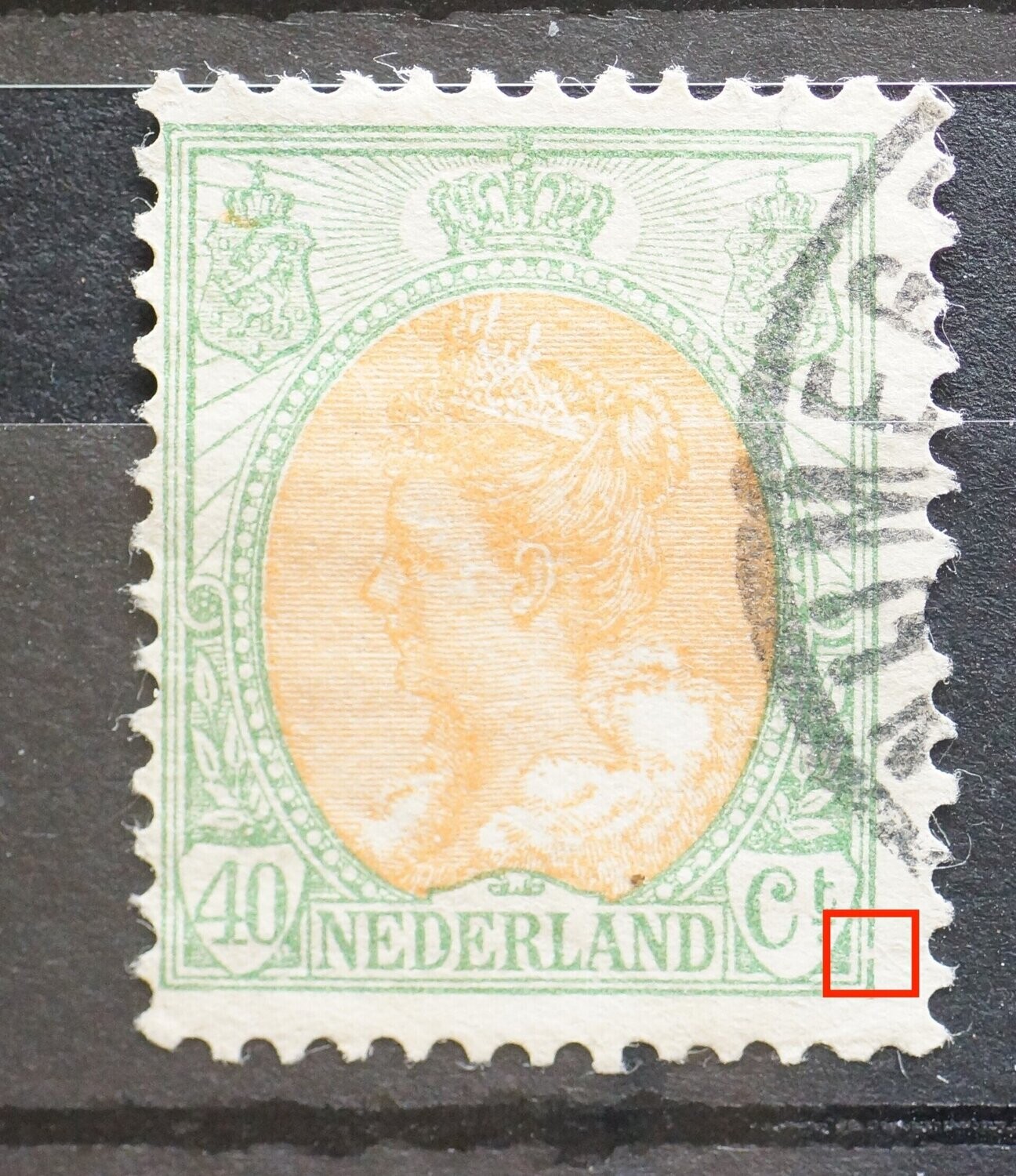 NVPH 73 - breuk in kaderlijn rechts van Ct.
