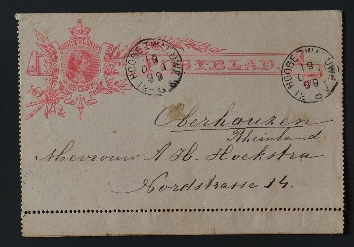 Hooge Zwaluwe op Postblad naar Oberhausen