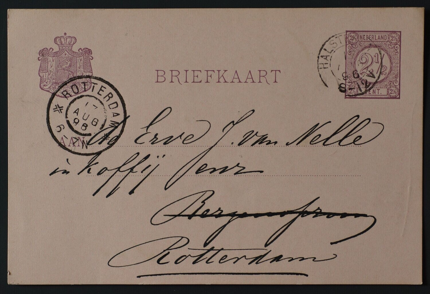 Halsteren op briefkaart naar Rotterdam