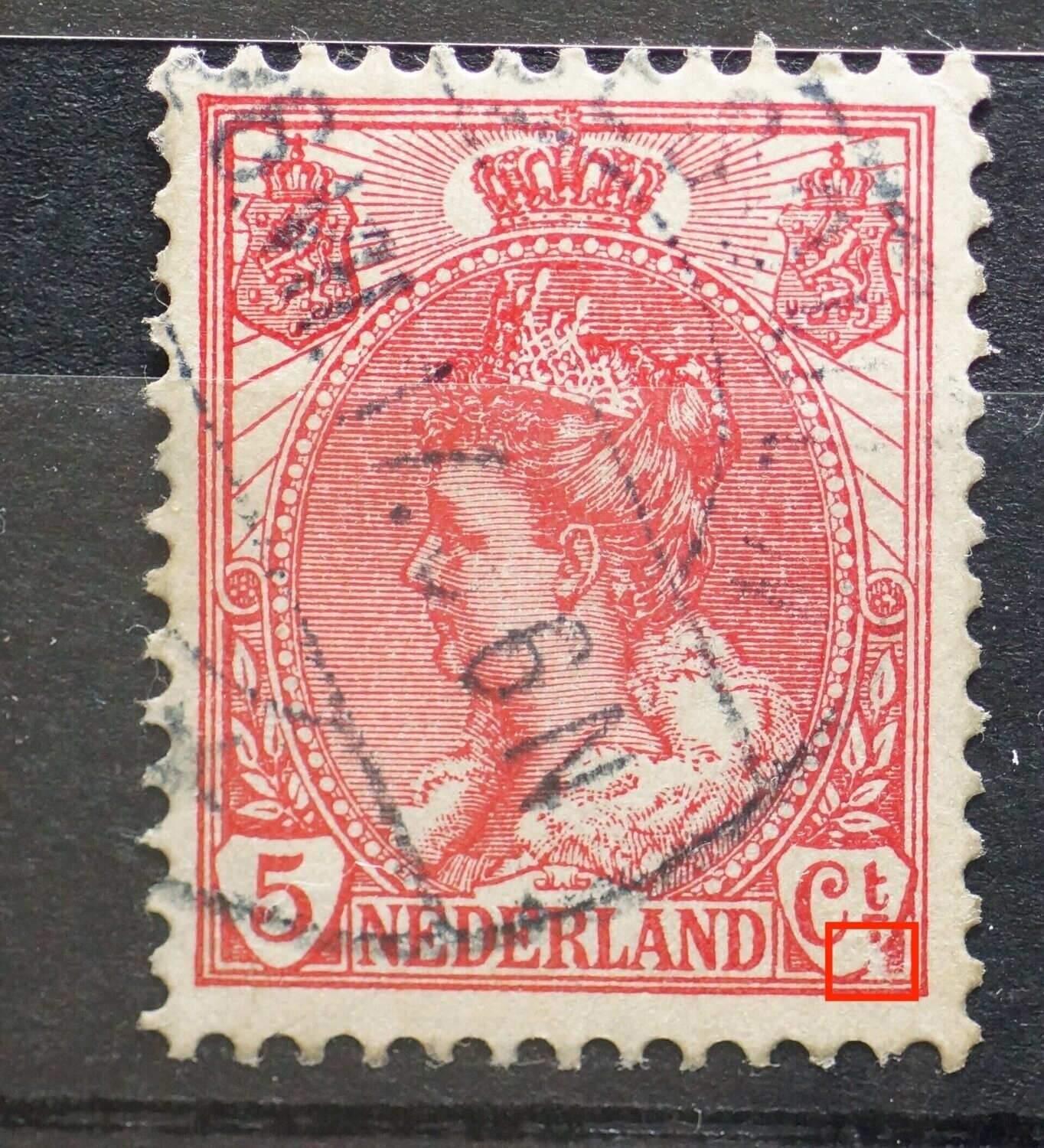 NVPH 60 - witte vlek onder Ct.