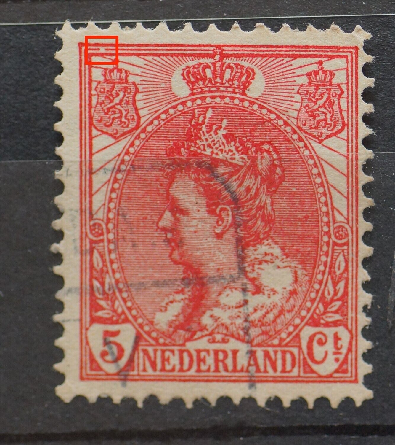 NVPH 60 - breukje in kaderlijn links boven