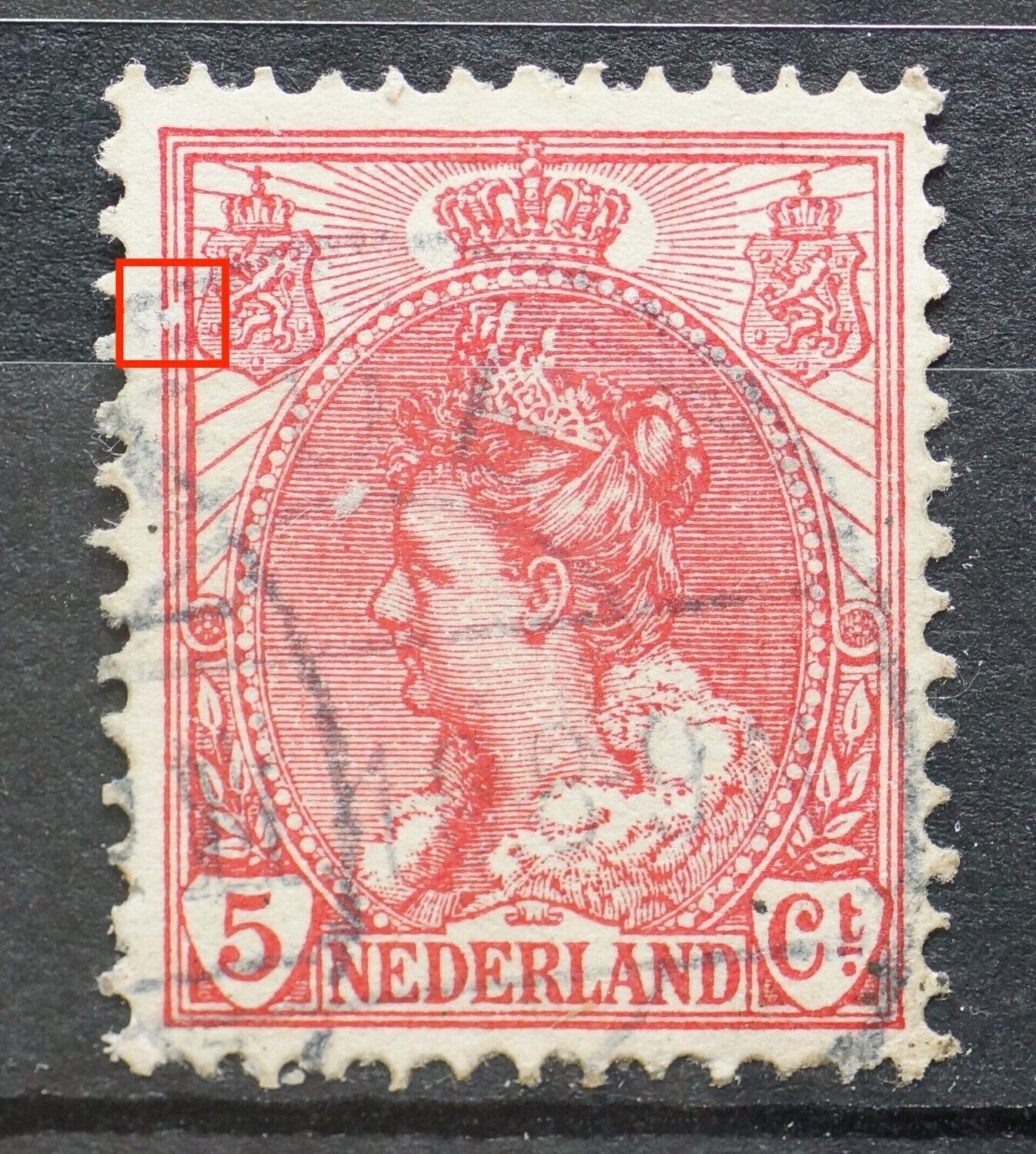 NVPH 60 - witte vlek over kaderlijnen links