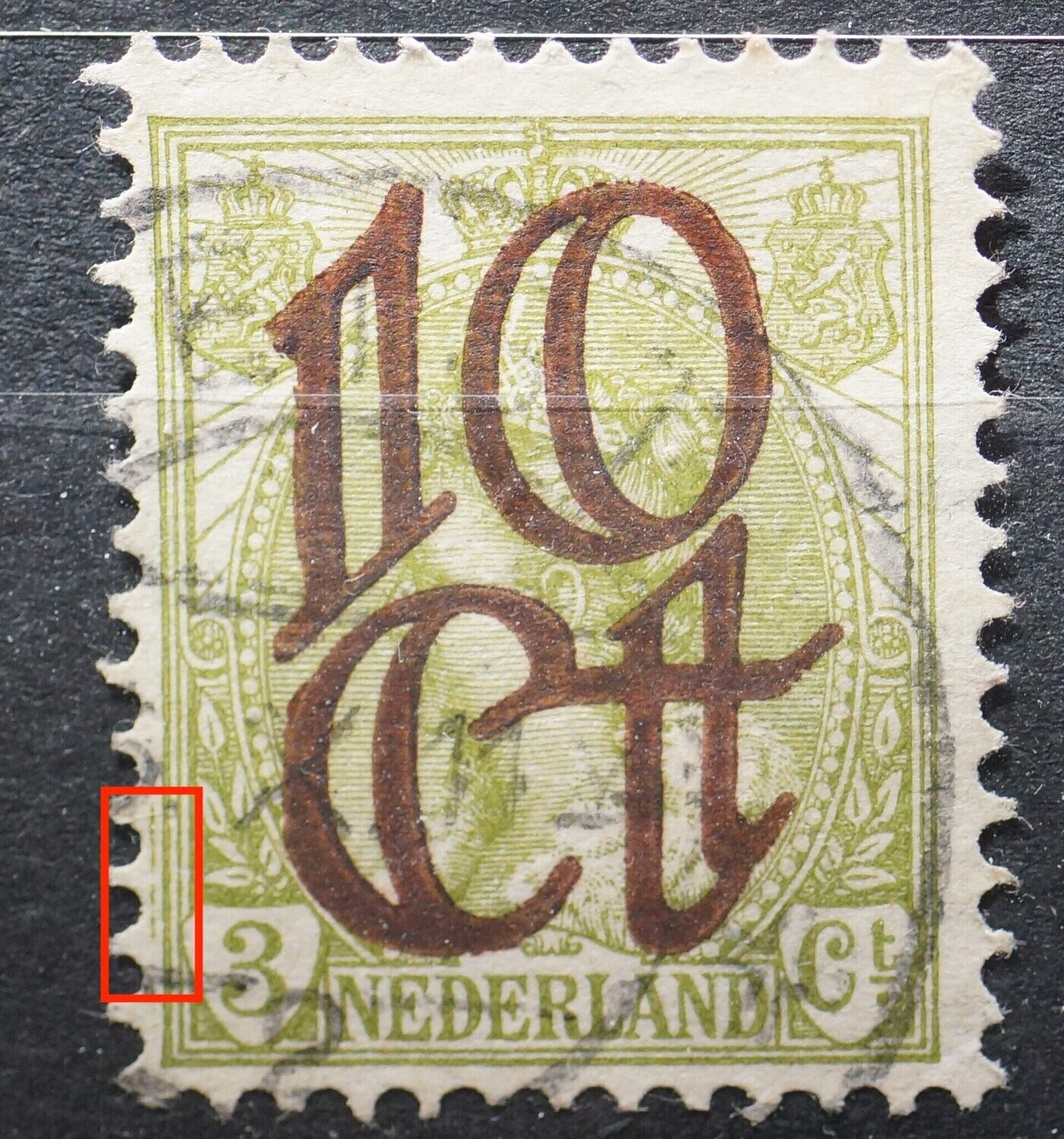 NVPH 116 - extra groene lijn links naast zegelbeeld