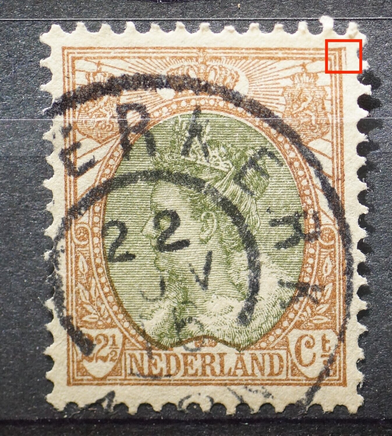 NVPH 70 - extra bruin streepje rechterbovenhoek
