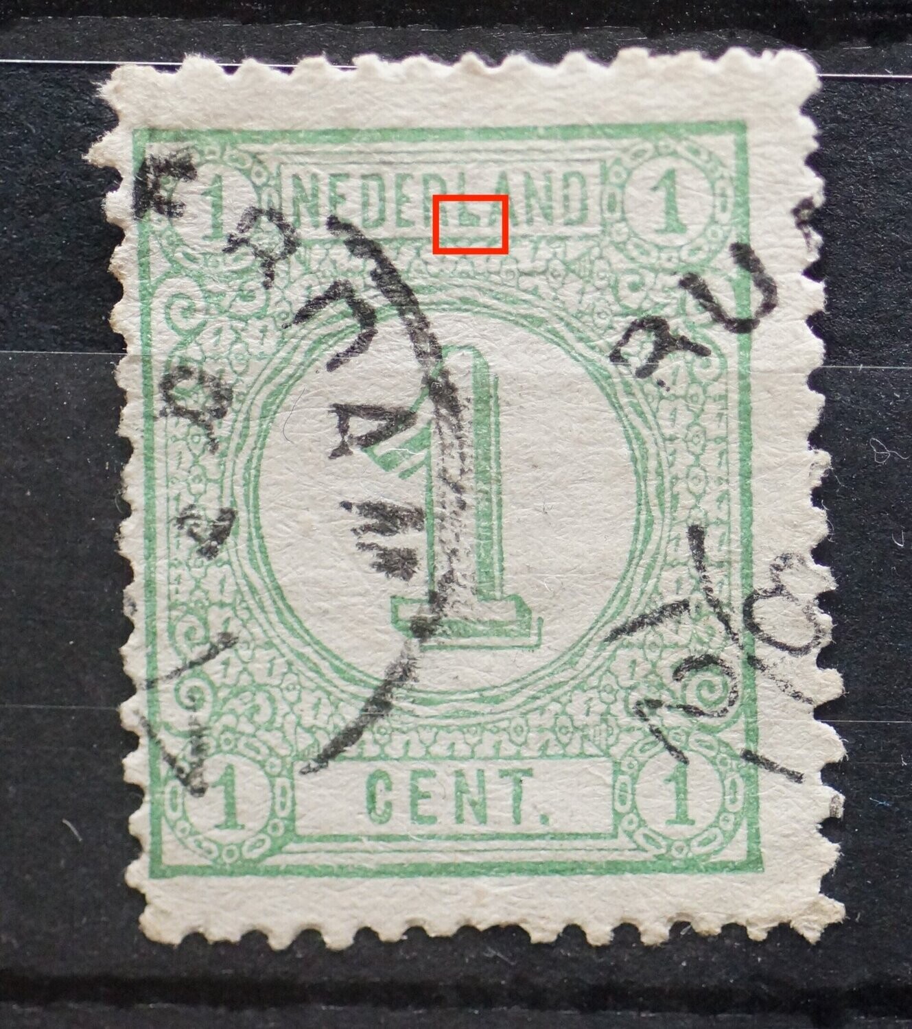 NVPH 31 - de voet van de L van NEDERLAND is extra dik