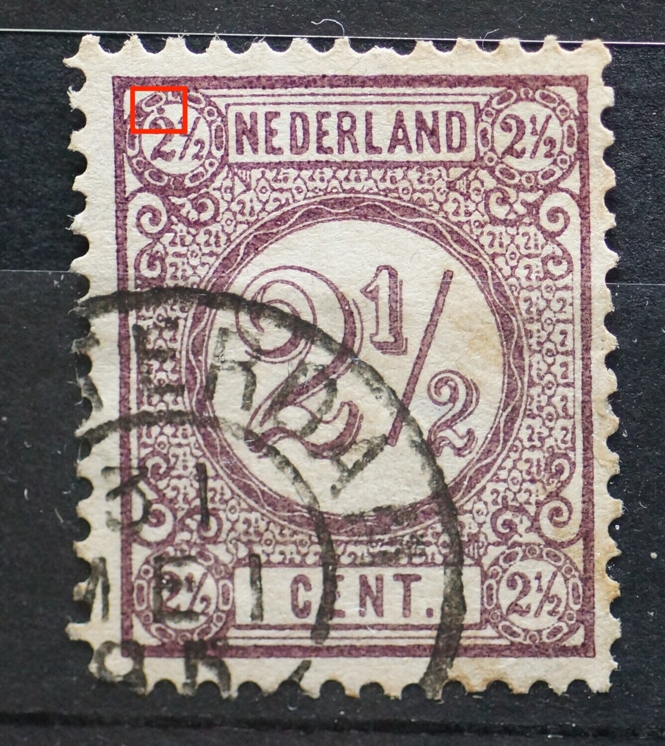 NVPH 33 - violette stip bij waardecijfer linksboven