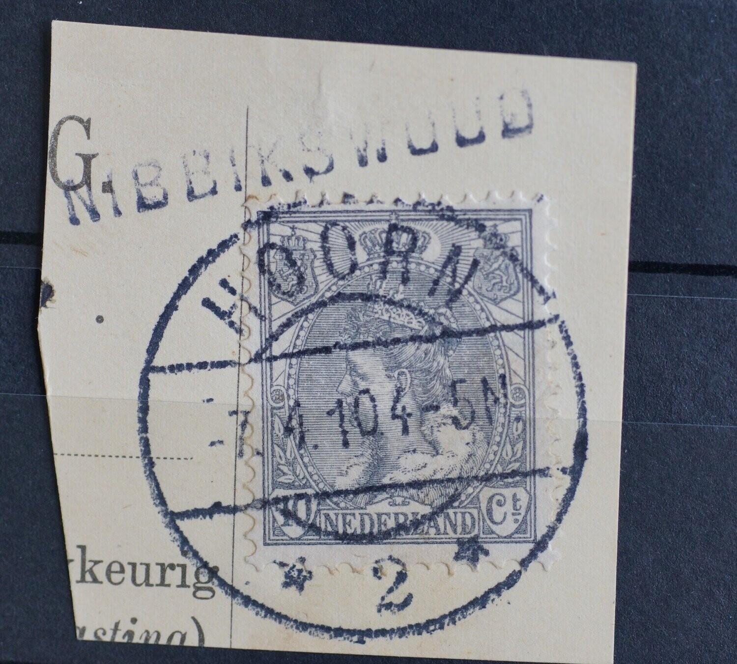 langebalk Hoorn 2, NVPH 62 + kantoornaamstempel Nibbikswoud