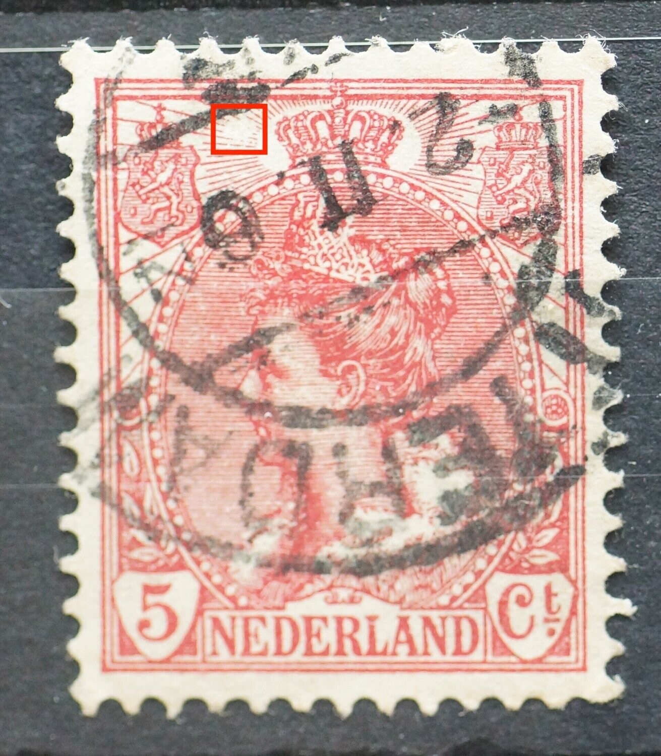NVPH 60 - witte vlek in stralen linksboven