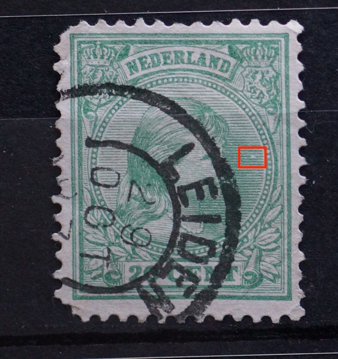 NVPH 40 - witte vlek in arcering voor gezicht