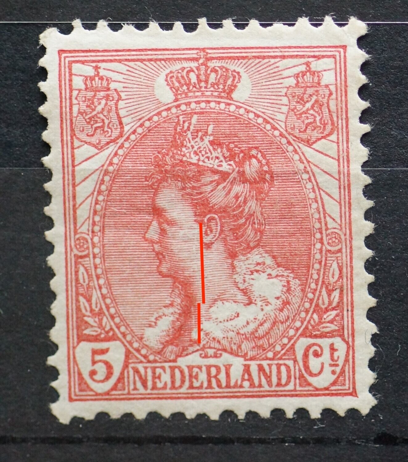 NVPH 60 - verticale witte lijntjes in gezicht
