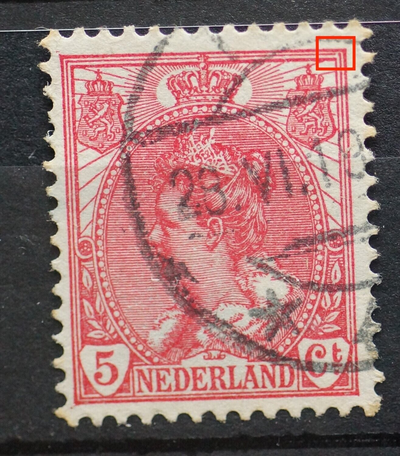 NVPH 60 - breukje kaderlijnen rechter bovenhoek