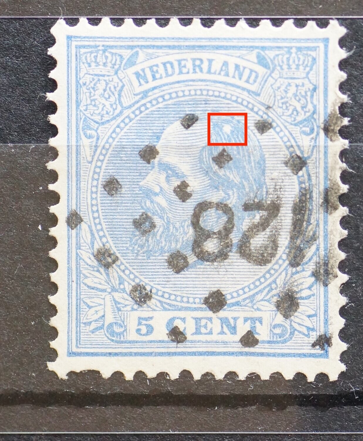 NVPH 19 - witte vlek in haar (19P)
