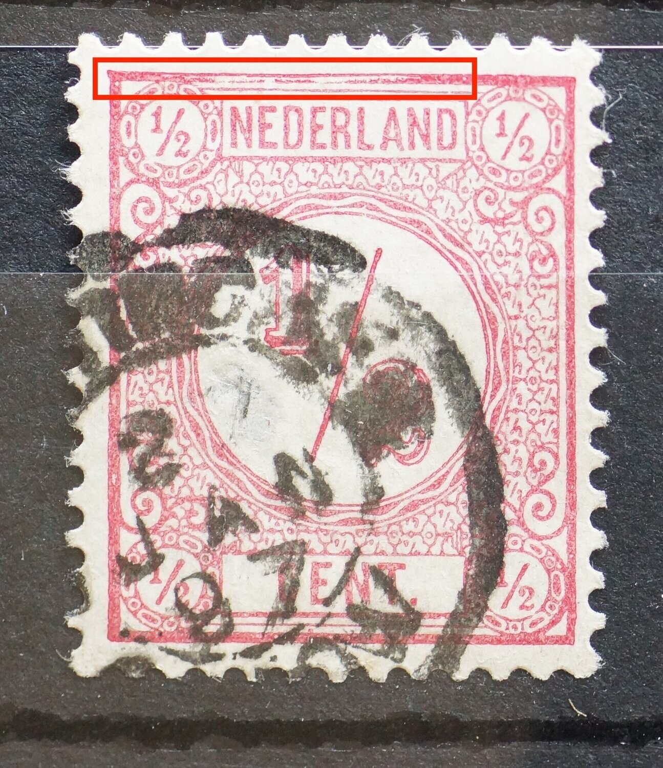 NVPH 30 - gespleten kaderlijn bovenzijde