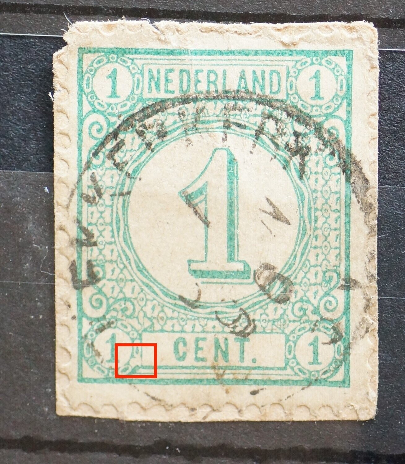 NVPH 31 - witte vlek in waardeschild linksonder