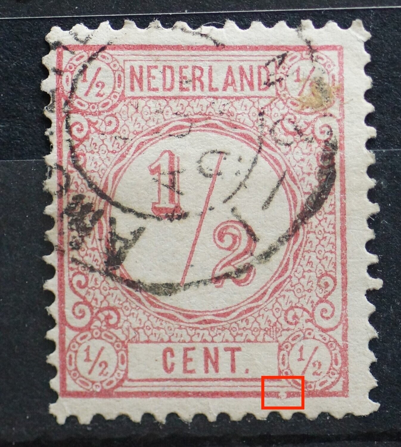 NVPH 30 - witte vlek in kaderlijn, rechtsonder