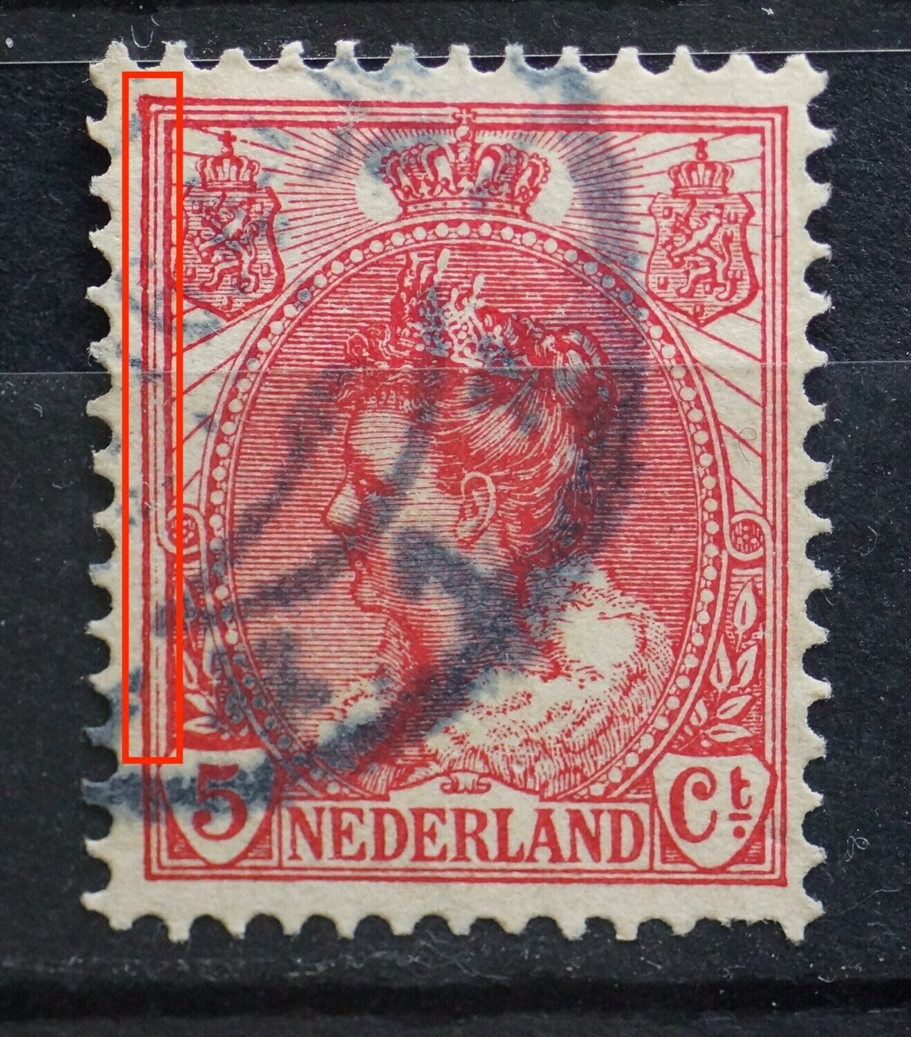NVPH 60 - beschadigde kaderlijn, links