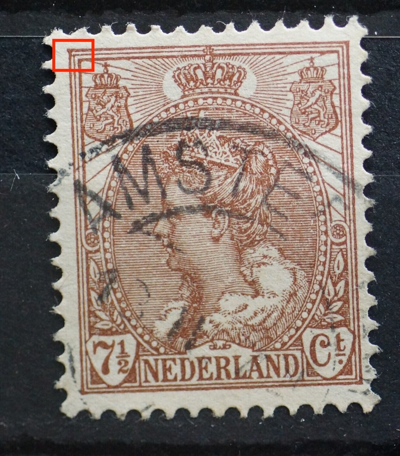 NVPH 61 - doorlopende binnenkaderlijn, links boven