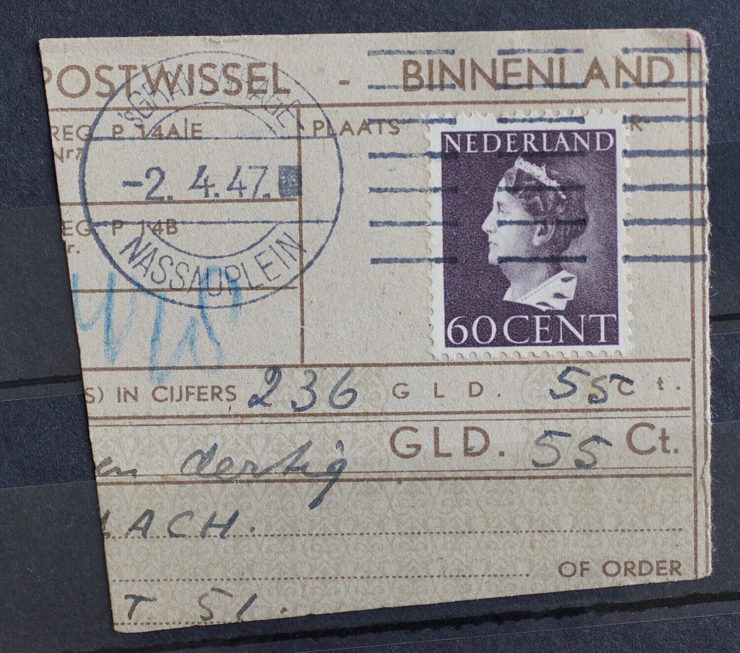 postwisselstempel 's Gravenhage Nassauplein op NVPH 345