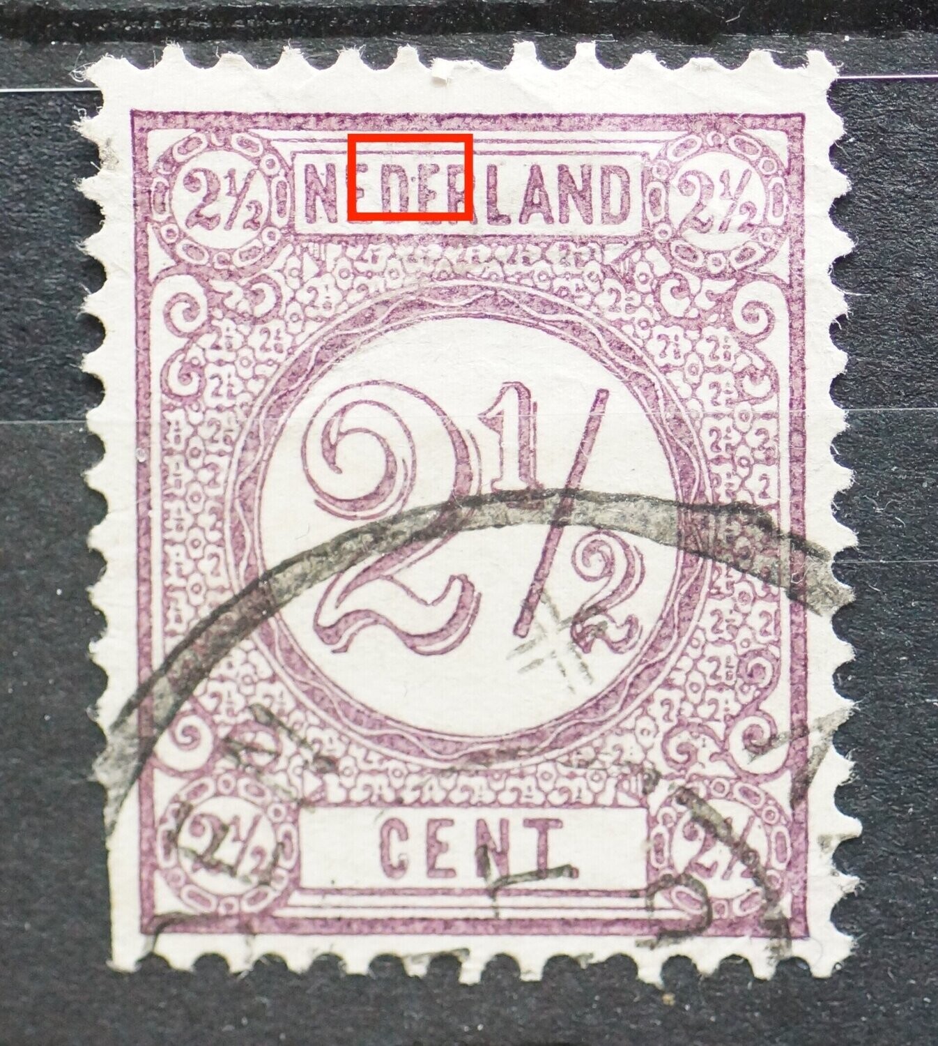 NVPH 33 (fraai) - violette punt tussen DE van NEDERLAND