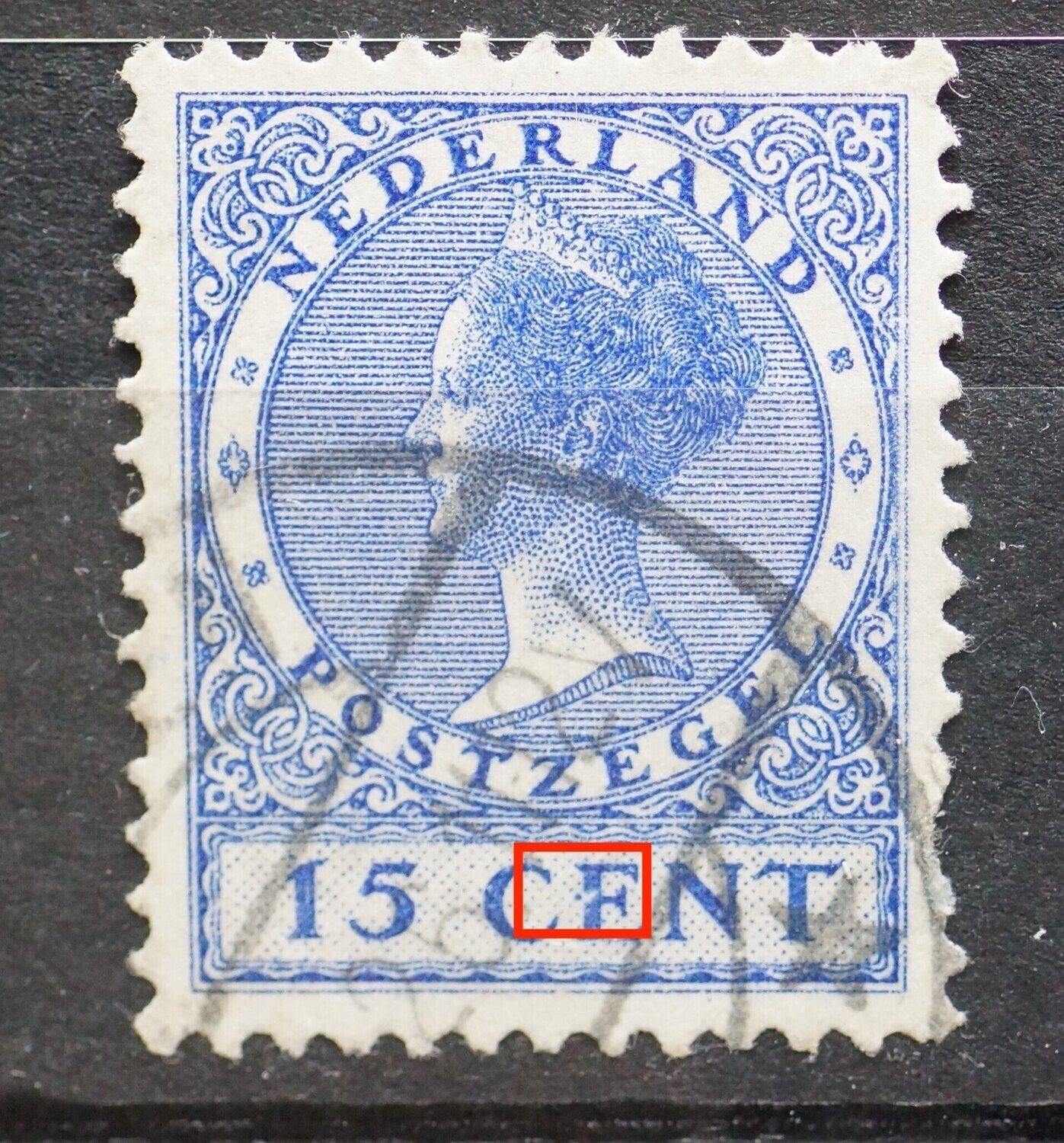 NVPH 155 - beschadiging E van CENT