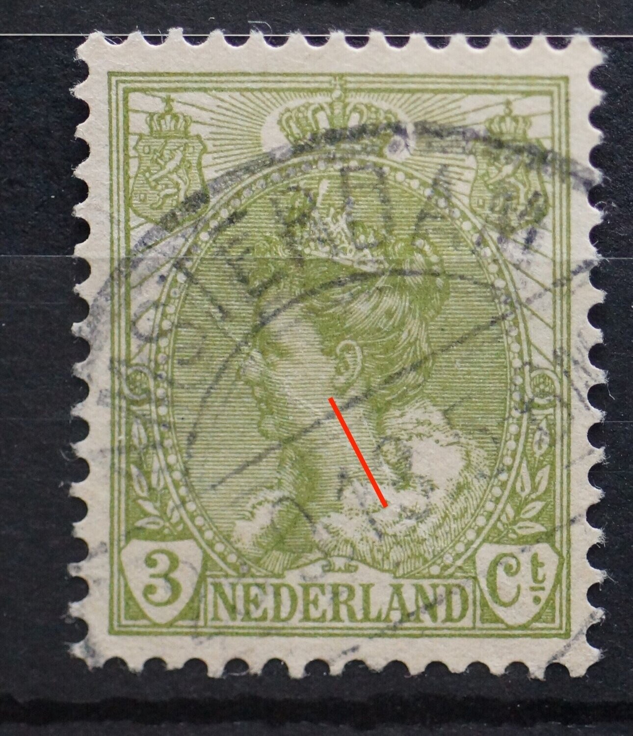 NVPH 57 - witte kras in de hals