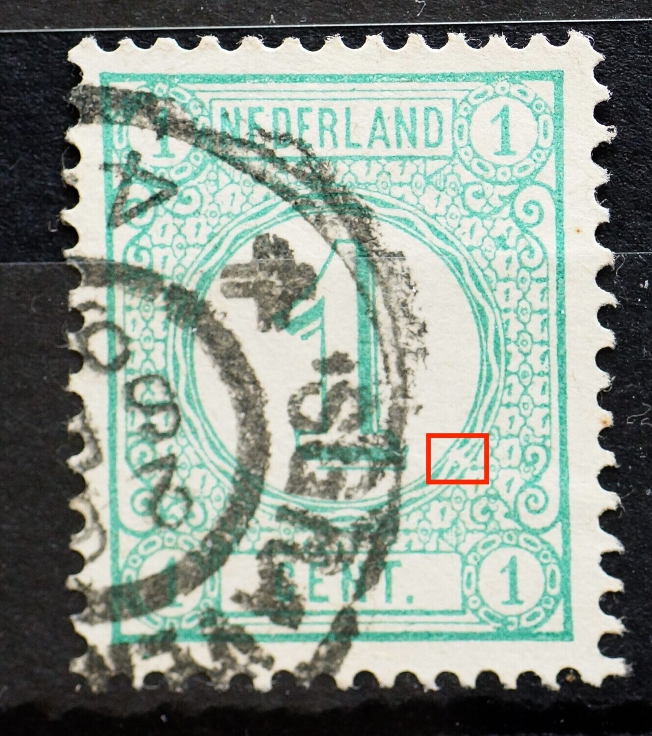 NVPH 31 - witte vlek in cirkelrand, rechts 31P2