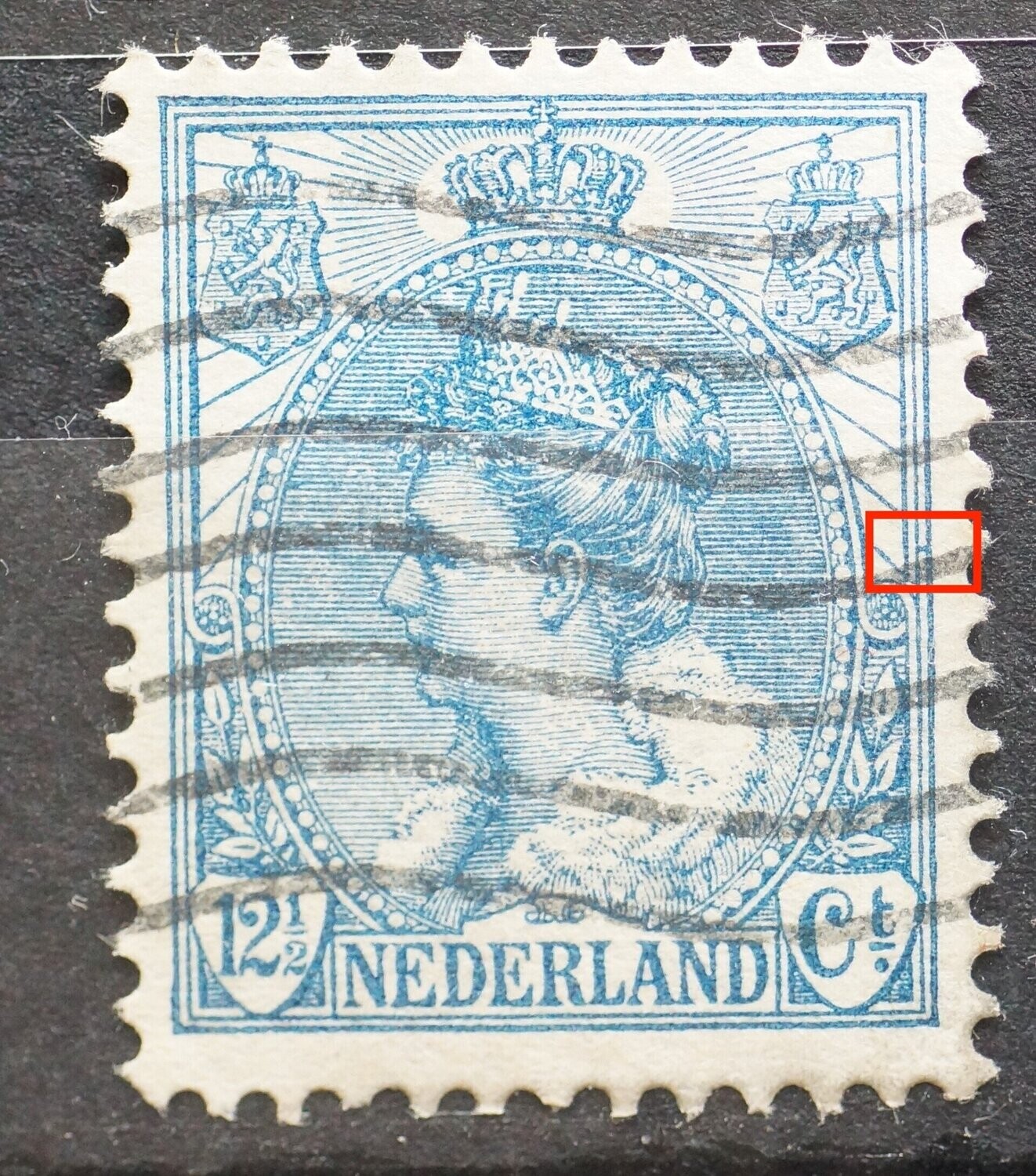 NVPH 63 - blauwe stip tussen kaderlijnen rechts