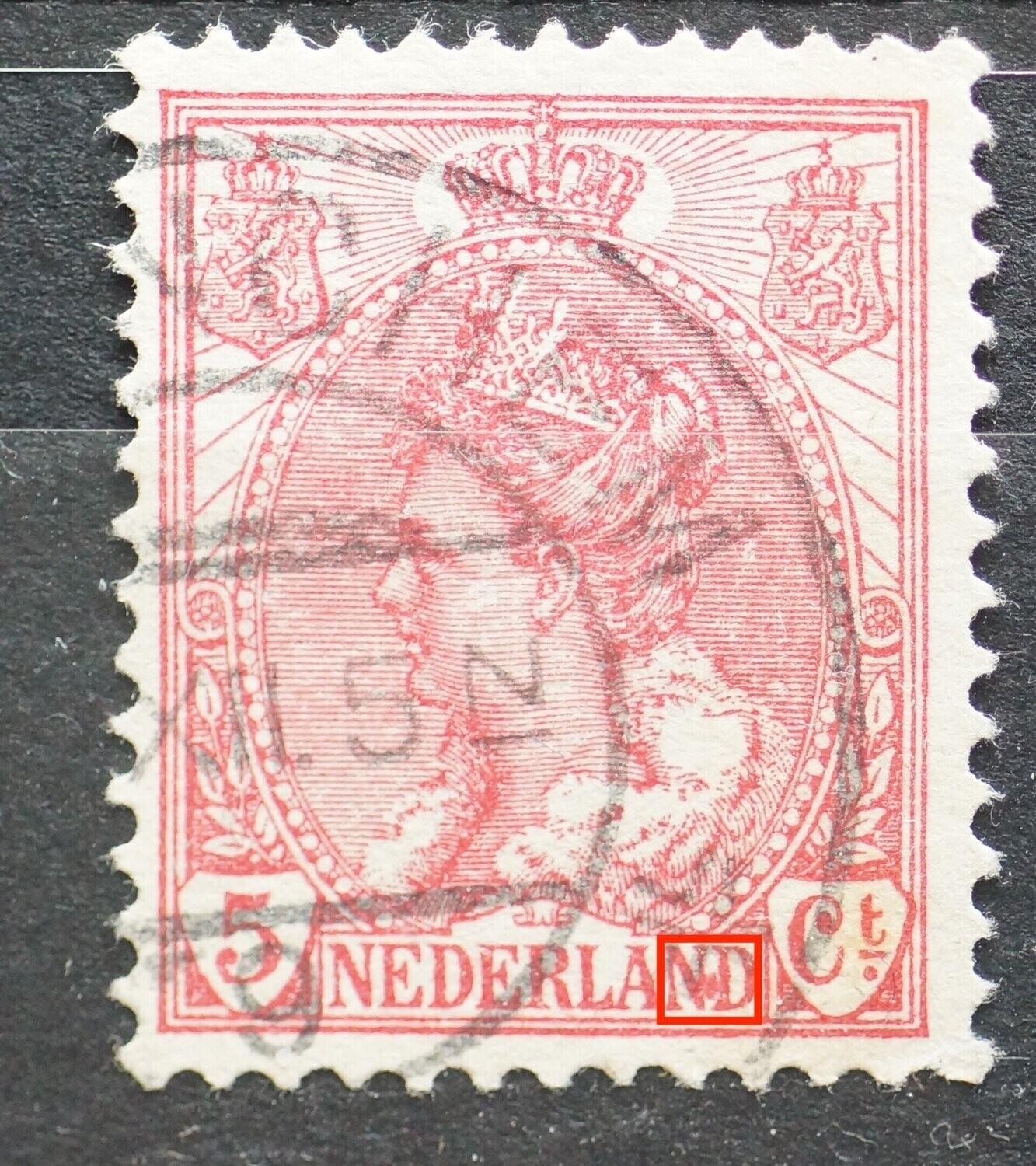 NVPH 60 - rode vlek tussen ND van NEDERLAND