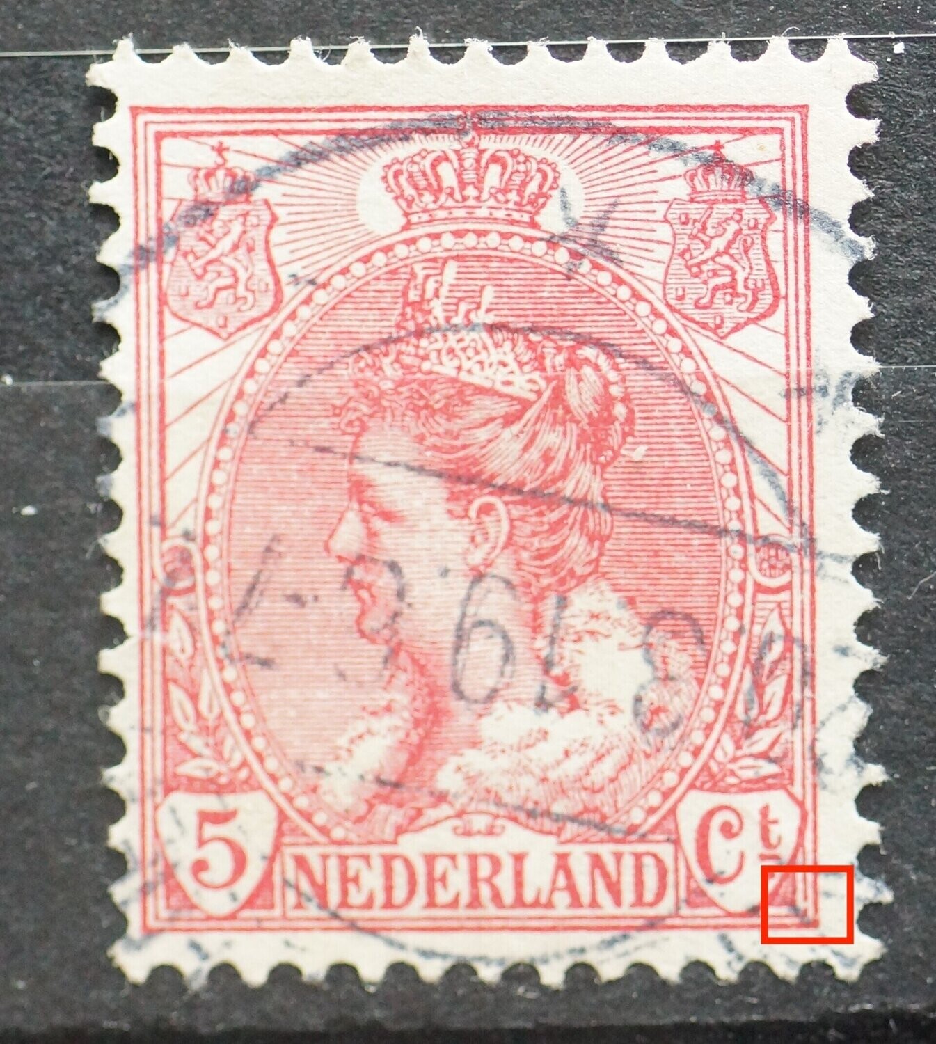 NVPH 60 - breuk in kaderlijn, rechts van Ct.