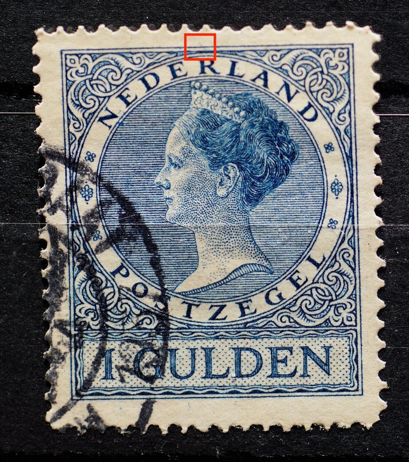 NVPH 163 - blauw streepje boven de R van NEDERLAND