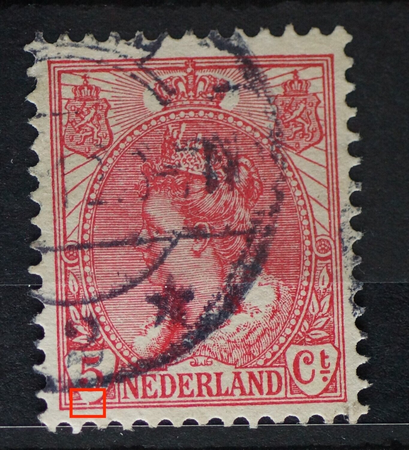NVPH 60 - breukje in schild van de 5