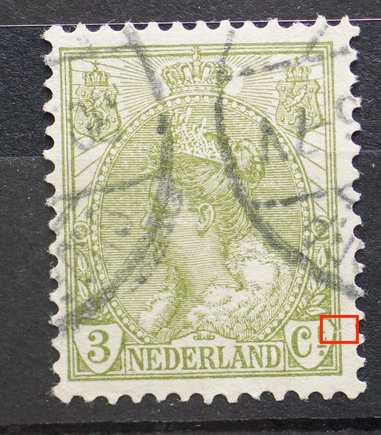 NVPH 57 - breuk in kaderlijn naast Ct.