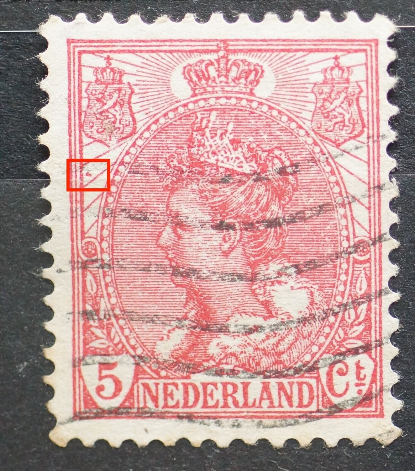 NVPH 60 - rode vlek onder linker wapenschild
