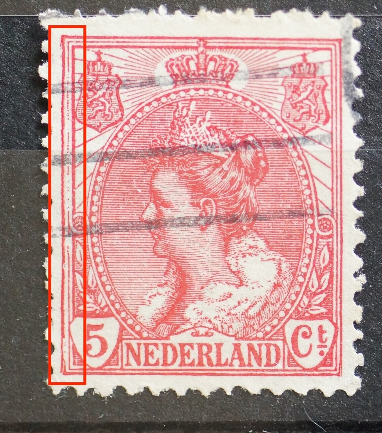 NVPH 60 - beschadigde kaderlijnen links