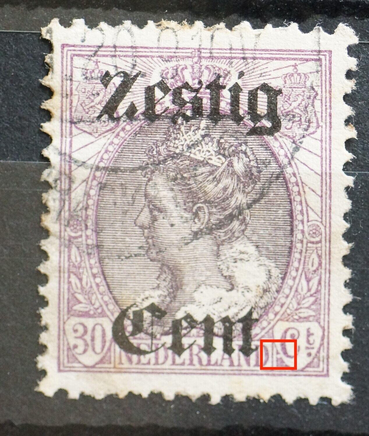 NVPH 103 - witte vlek links van Ct.