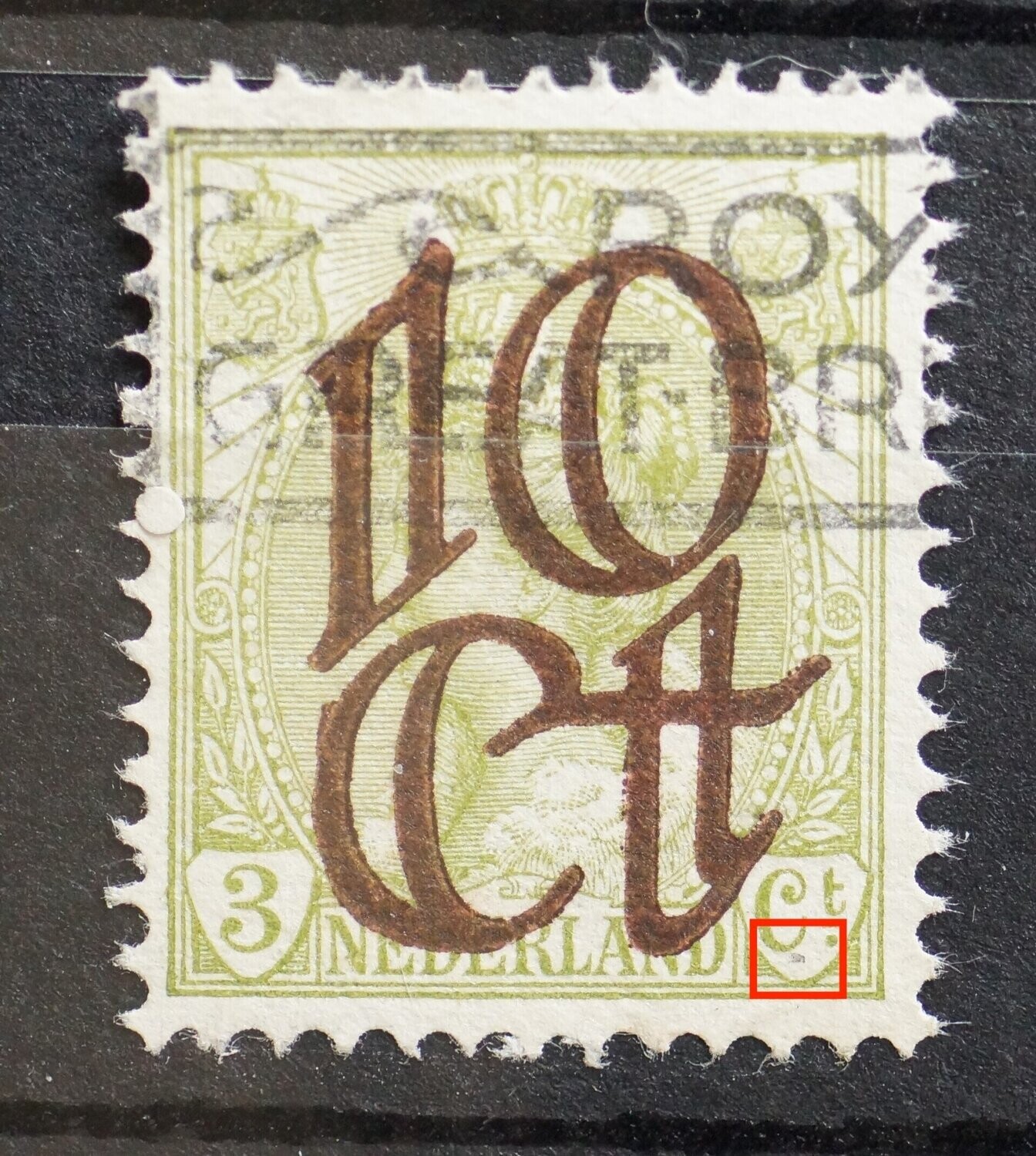 NVPH 116 - groene vlek onder de C van Ct.