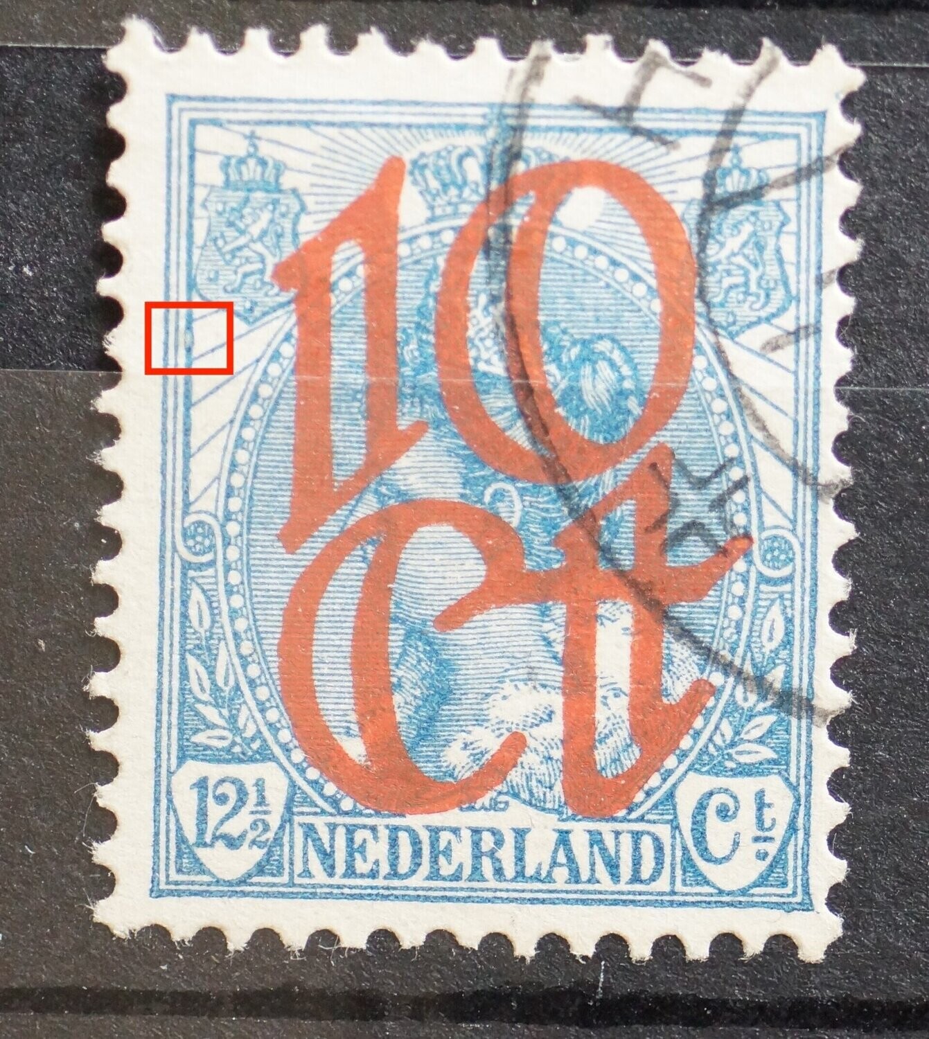 NVPH 118 - verdikking in kaderlijn onder linker wapenschild
