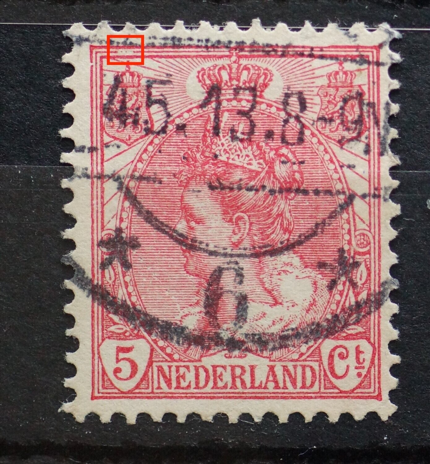 NVPH 60 - o.a. breuk in kaderlijn boven linker wapenschild