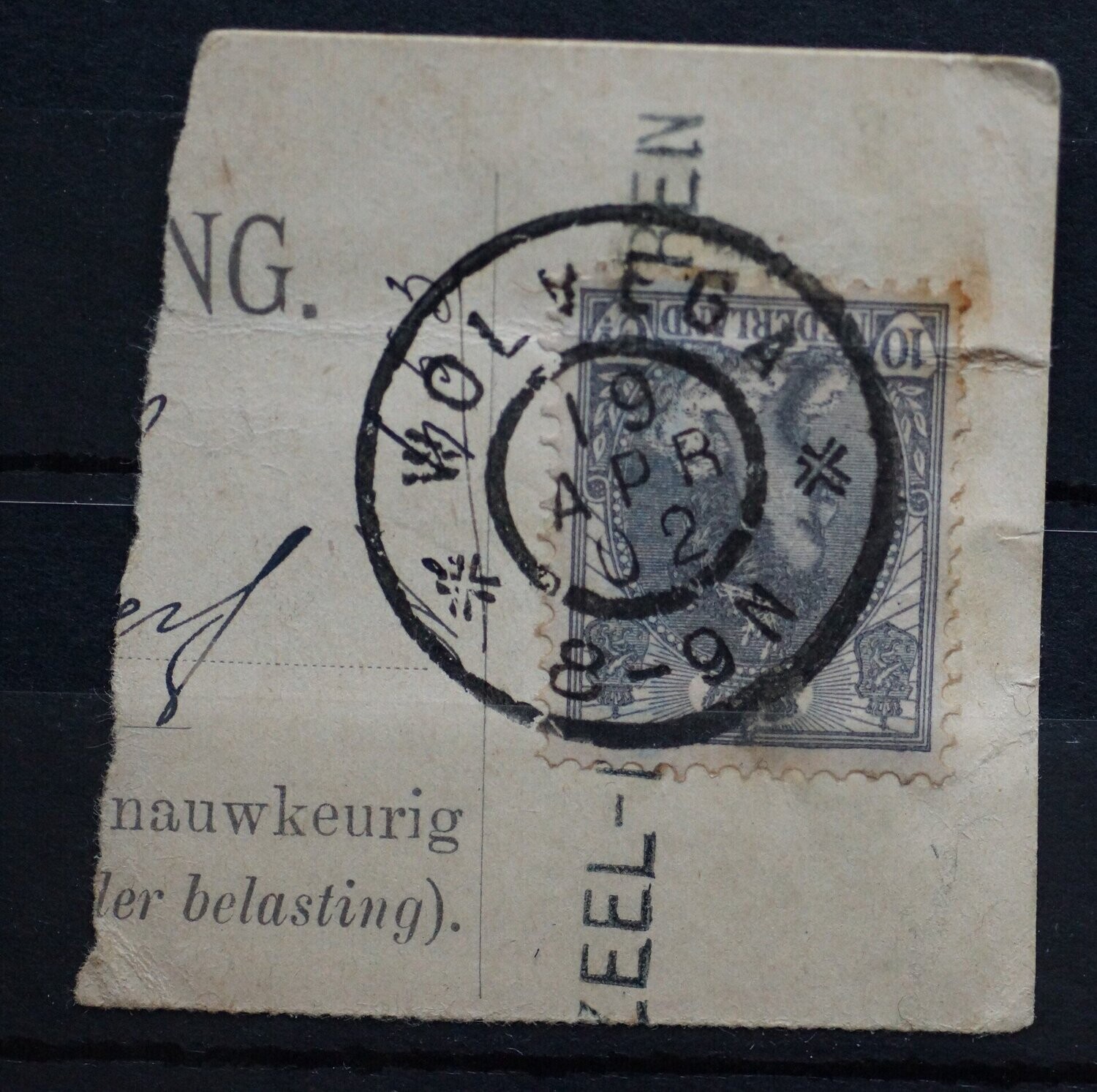 Wolvega op NVPH 62 tevens kantoornaamstempel Scherpenzeel-Munnikeburen