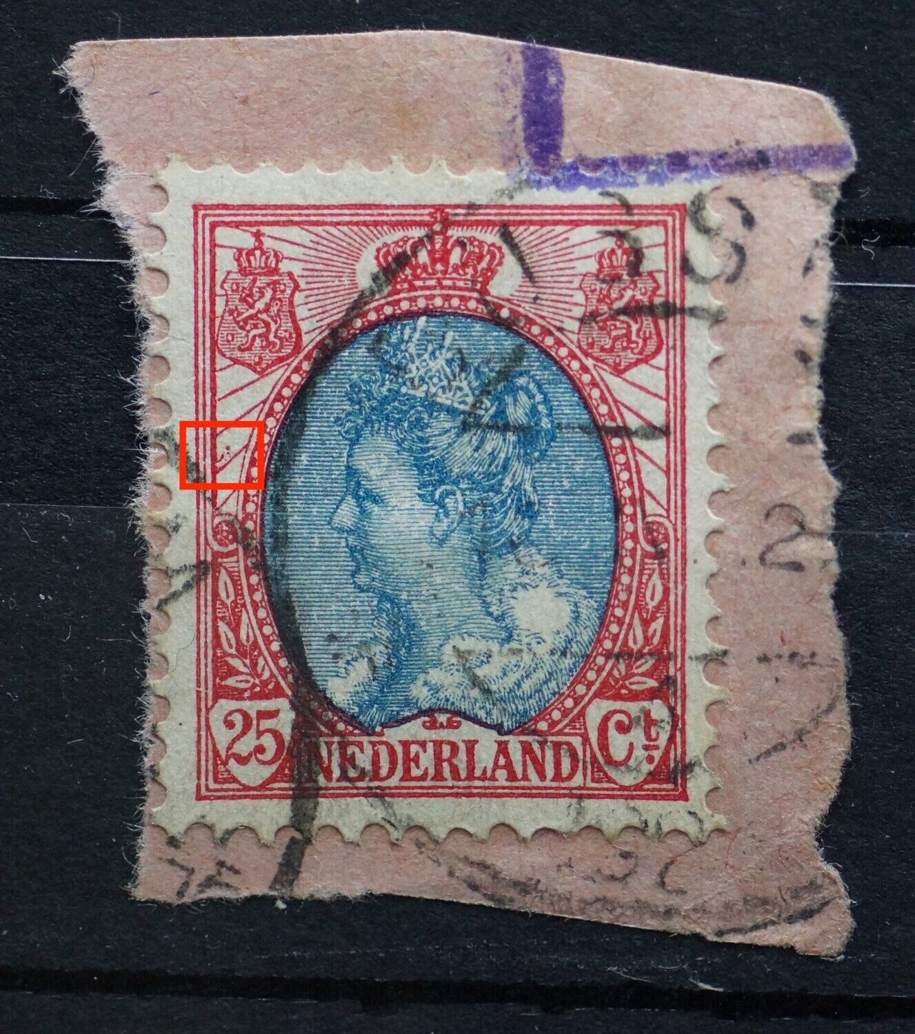 NVPH 71 - rode kras aan de linkerzijde